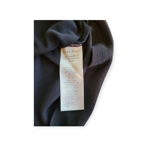 Part Two Navy Gathered Sleeve T-Shirt, Organic Cotton, Size S - Picture 6 of 7